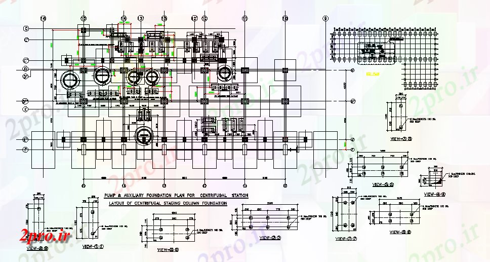 دانلود نقشه جزئیات پایه پمپ های گریز از مرکز ایستگاه و طرحی پایه کمکی و جزئیات را            (کد164181)