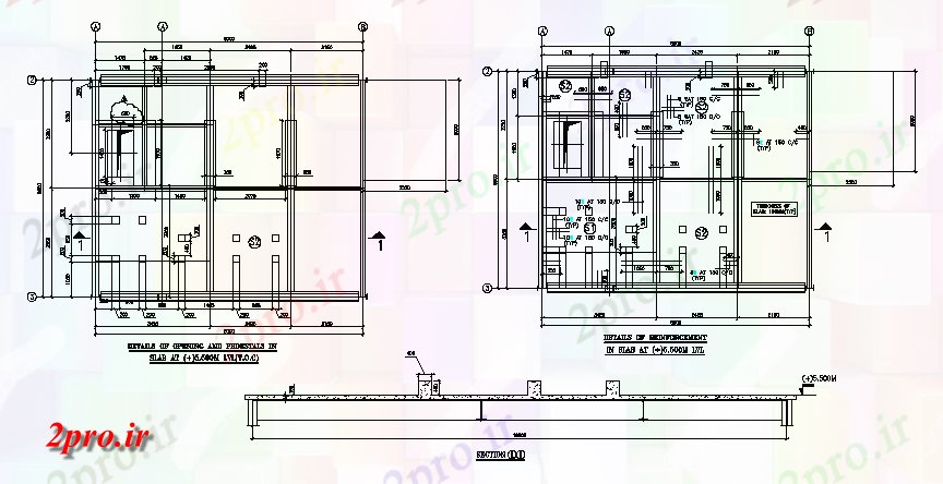 دانلود نقشه پلان مقطعی دال جزئیات از کارخانه غلظت اسید             (کد164191)