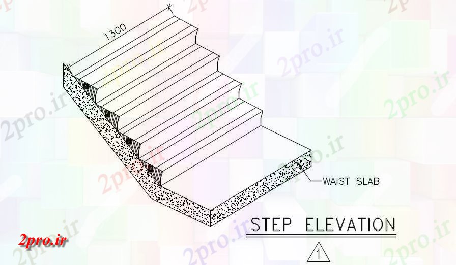 دانلود نقشه جزئیات پله و راه پله   گام طرحی نمای از راه پله اتاق کنترل    (کد164211)