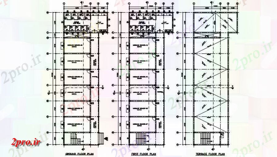دانلود نقشه هتل - رستوران - اقامتگاه جزئیات هتل طراحی 10 در 31 متر (کد164222)