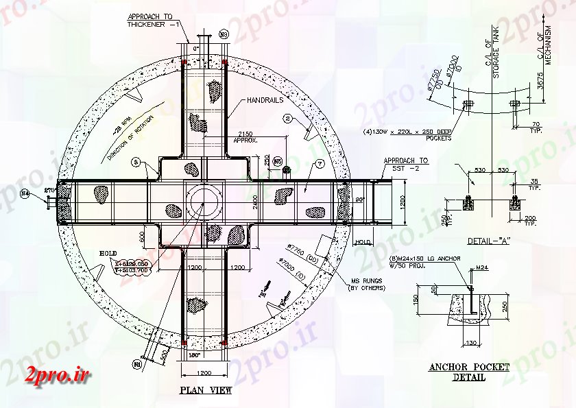 دانلود نقشه کارخانه صنعتی  ، کارگاه طرحی از جزئیات مخزن ذخیره سازی لجن      اتوکد           (کد164232)