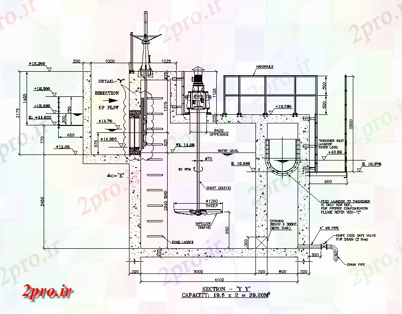 دانلود نقشه کارخانه صنعتی  ، کارگاه دال مخزن بالا از جزئیات ذخیره سازی لجن      اتوکد           (کد164238)