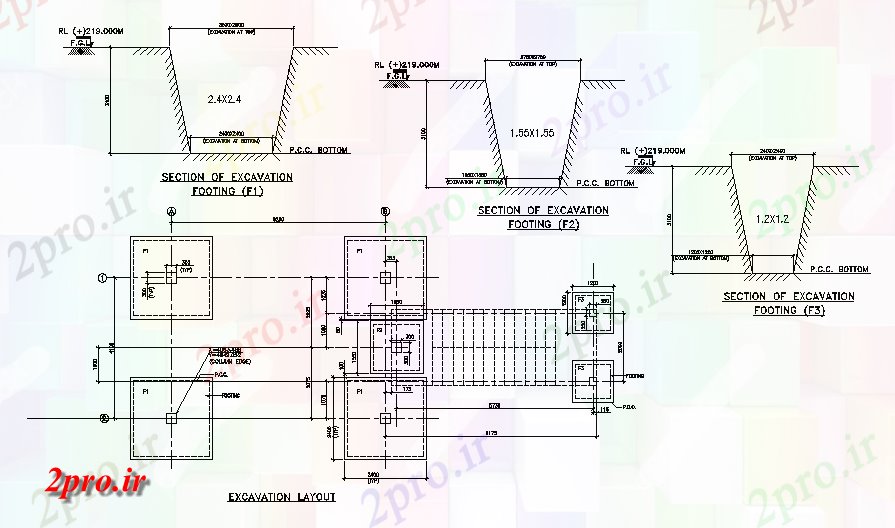 دانلود نقشه جزئیات پایه جزئیات طرحی حفاری     اتوکد           (کد164257)