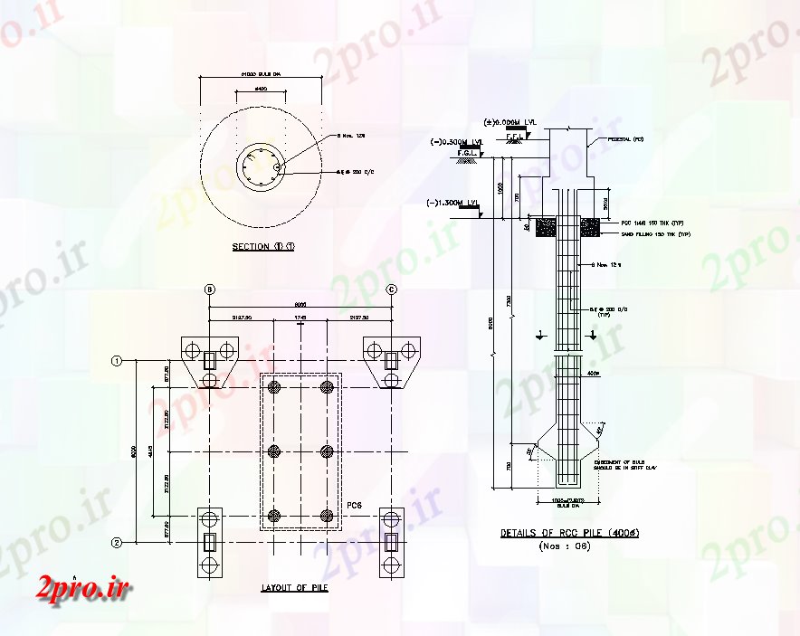 دانلود نقشه طراحی جزئیات ساختار طرحی بندی و جزئیات شمع RCC آسانسور باگاس     اتوکد           (کد164264)