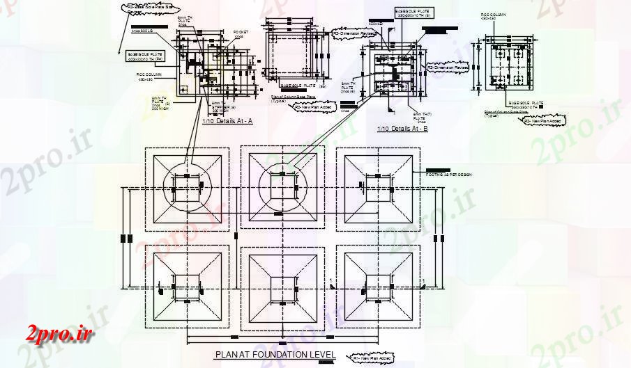 دانلود نقشه جزئیات پایه جزئیات بنیاد طراحی    اتوکد بیان   (کد164304)