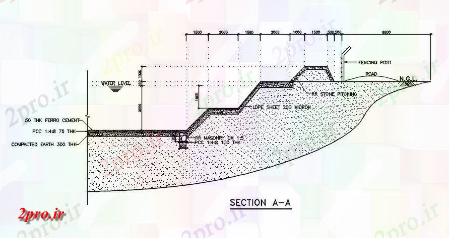 دانلود نقشه جزئیات ساخت و ساز کانال بخش  اتوکد  (کد164313)