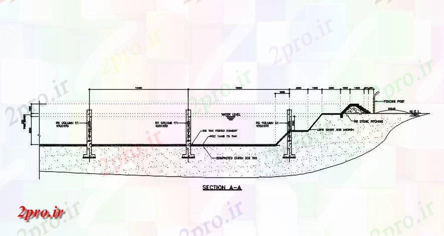 دانلود نقشه جزئیات ساخت و ساز کانال آب بخش  اتوکد  (کد164317)
