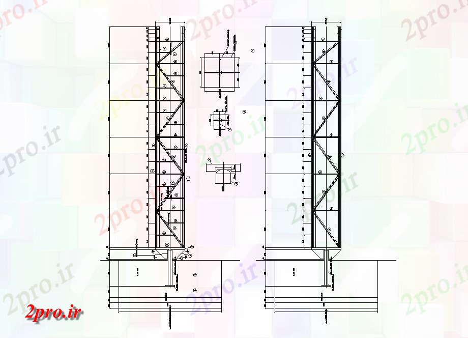 دانلود نقشه پلان مقطعی M مقابل برج نما و جزئیات به طرف    اتوکد دو بعدی      (کد164392)