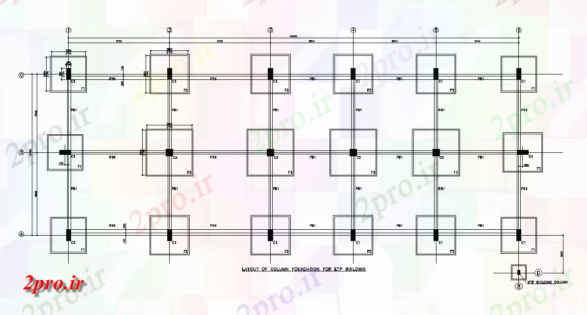 دانلود نقشه پلان مقطعی طرحی از پایه و اساس ستون برای ساخت و ساز ETP      اتوکد           (کد164483)
