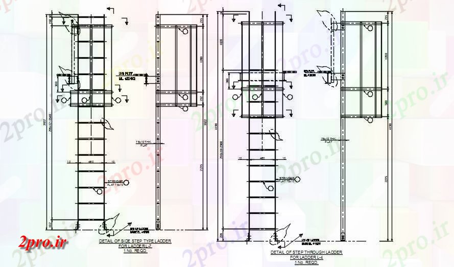 دانلود نقشه طراحی جزئیات ساختار جزئیات نمونه از طرف نوع گام نردبان      Auot           (کد164503)