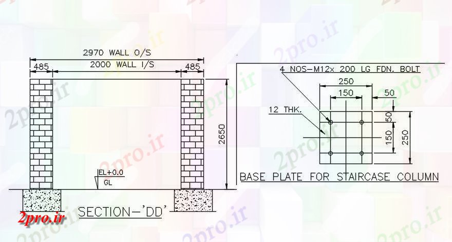 دانلود نقشه جزئیات پله و راه پله   راه پله ستون پایه پلیت  (کد164613)