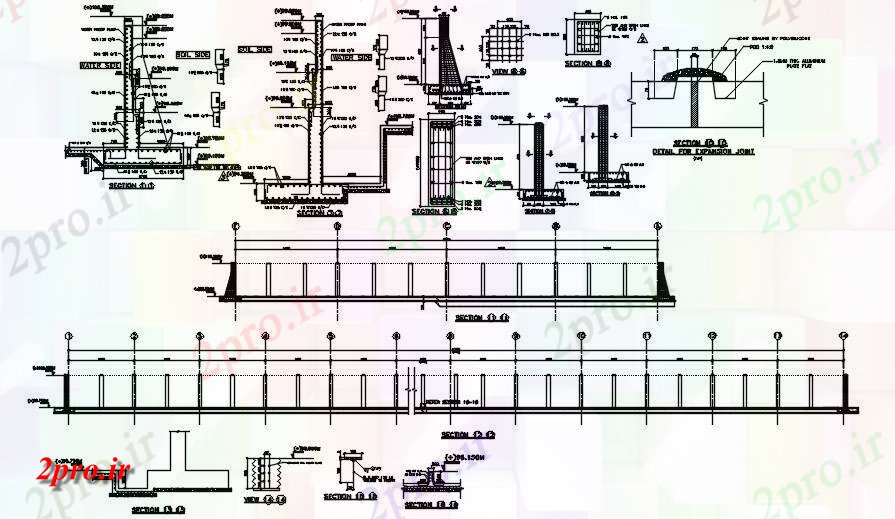 دانلود نقشه جزئیات ساخت و ساز ستون تقویتی با بخش نشیمن  (کد164620)
