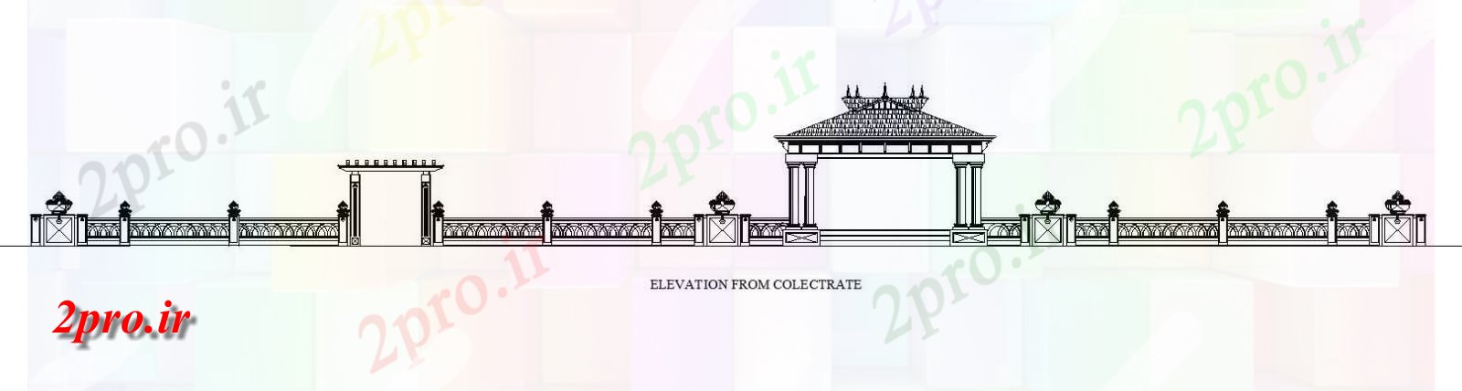 دانلود نقشه کلیسا - معبد - مکان مذهبی نما از طراحی معماری collectorate از معبد Kottarakkulam   (کد164671)