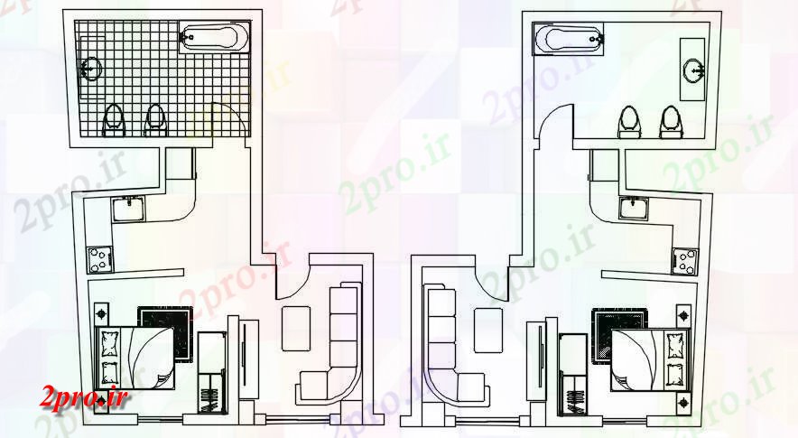 دانلود نقشه مسکونی  ، ویلایی ، آپارتمان  آپارتمان طبقه طرحی جزئیات  (کد164691)