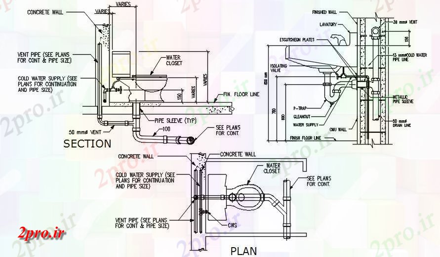 دانلود نقشه جزئیات داخلی توالت کار طراحی جزئیات مندرج   (کد164696)