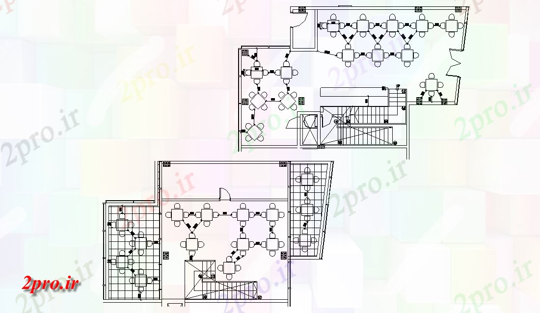 دانلود نقشه هتل - رستوران - اقامتگاه رستوران ناهار خوری منطقه طراحی نشیمن 11 در 16 متر (کد164792)