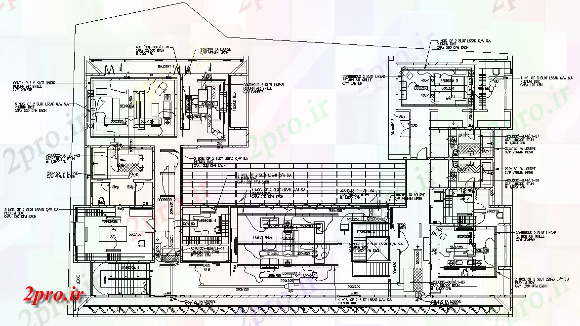 دانلود نقشه مسکونی  ، ویلایی ، آپارتمان   مسکن ساختمان تهویه مطبوع سیستم VRF نشیمن  (کد164810)
