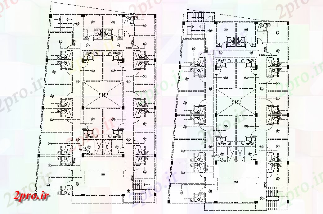 دانلود نقشه هتل - رستوران - اقامتگاه این هتل تیر به ستون طراحی طرحی جزئیات 19 در 29 متر (کد164827)