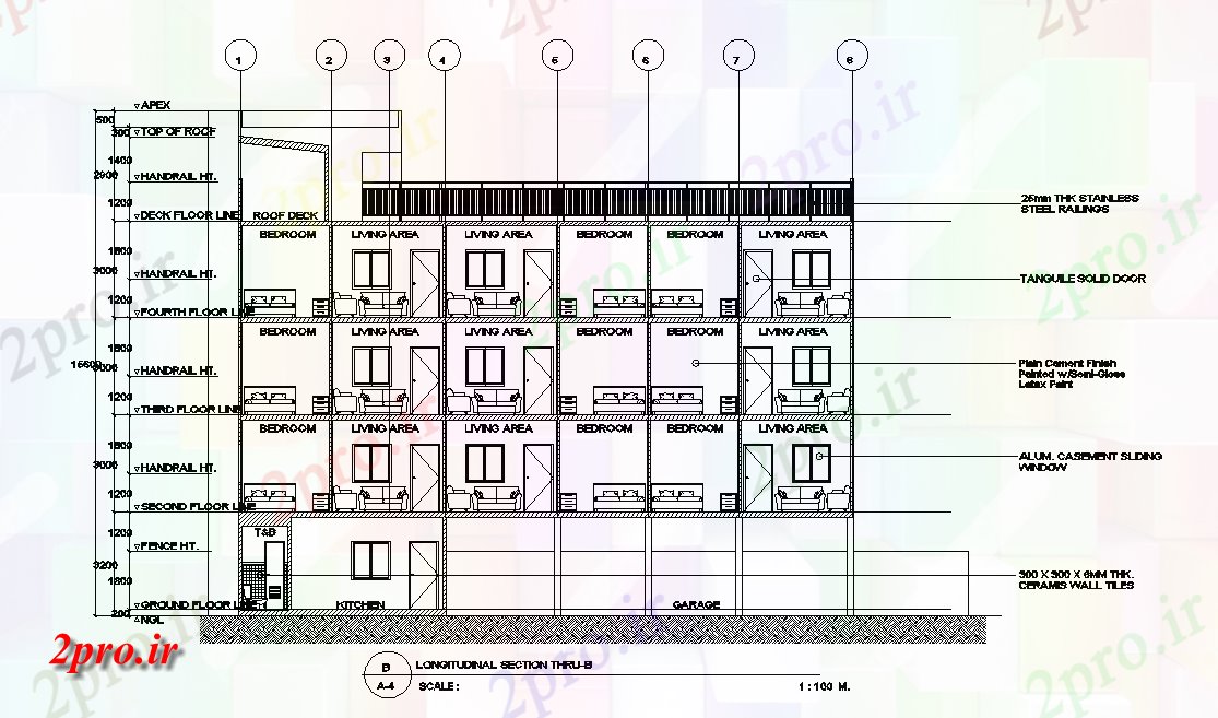 دانلود نقشه مسکونی  ، ویلایی ، آپارتمان  بخش جزئیات از آپارتمان   محل اقامت  (کد164835)