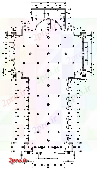 دانلود نقشه کلیسا - معبد - مکان مذهبی طرحی کلیسا فوق العاده 45'x174      اتوکد           (کد164864)