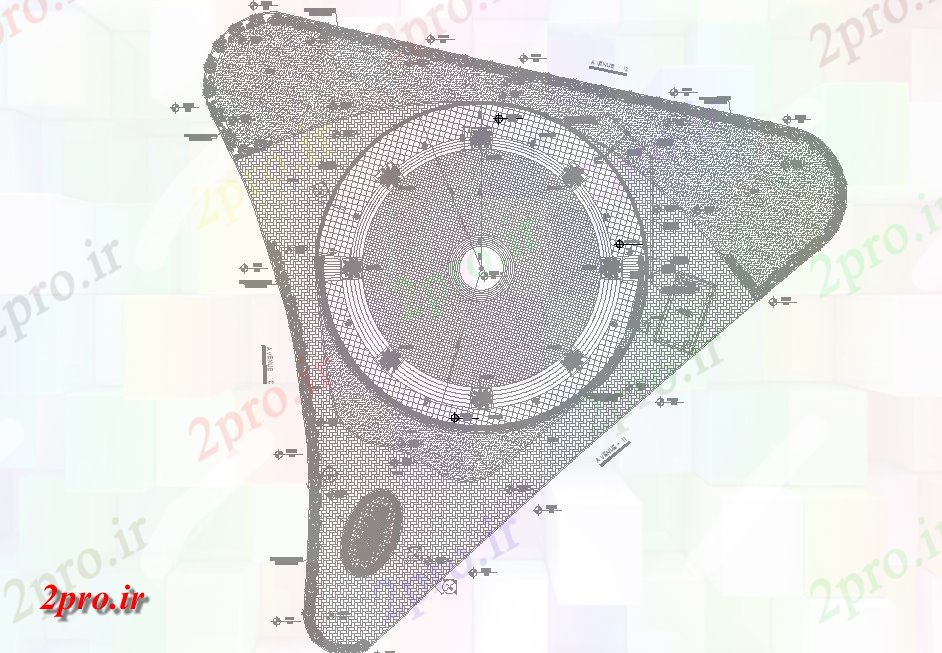 دانلود نقشه باغ محوطه طرحی باغ 36 در 36 متر (کد164934)