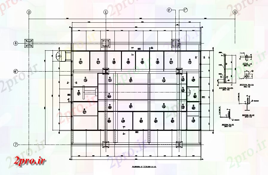 دانلود نقشه جزئیات ساخت و ساز ساختمان طرحی چیدمان پرتو با ستون بخش نشیمن  (کد165016)