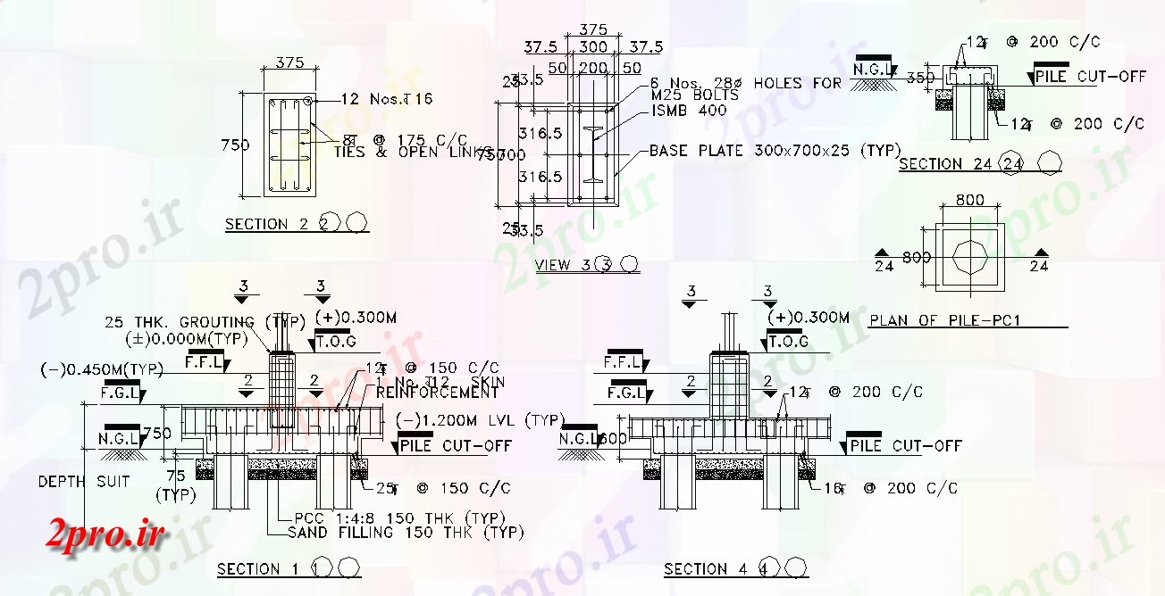 دانلود نقشه طراحی اتوکد پایه جزئیات تقویت پایه شمع از سقوط اواپراتور فیلم   Auot  (کد165034)