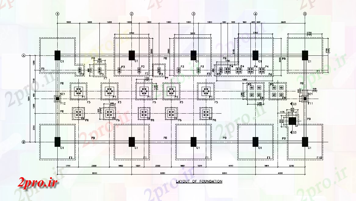 دانلود نقشه طراحی اتوکد پایه اتوکد  طرحی از پایه و اساس ساختار    (کد165038)