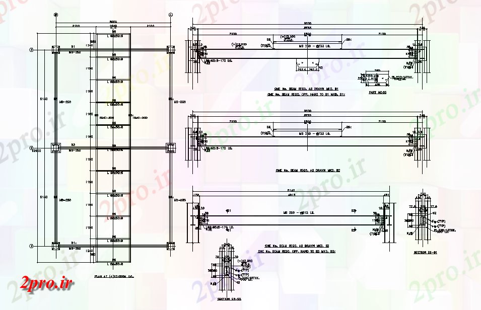 دانلود نقشه جزئیات ستون سازه های فلزی ستون پرتو بخش نشیمن  (کد165043)