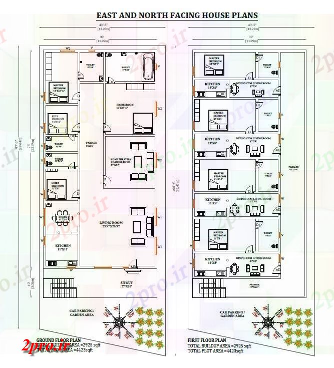 دانلود نقشه مسکونی ، ویلایی ، آپارتمان X85 شرق و رو به شمال طرحی خانه به عنوان در هر Vastu Shastra هستند، اتوکد و PDF 13 در 23 متر (کد165047)