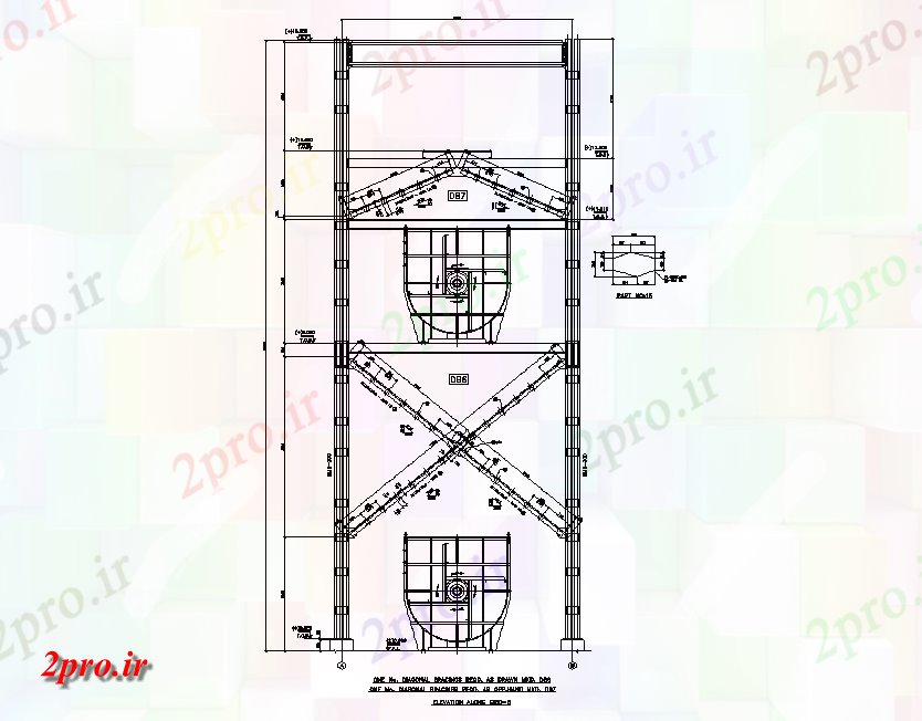 دانلود نقشه قالب اسکلت فلزی  مخزن مجتمع فولاد سازه ساختمان (کد165049)