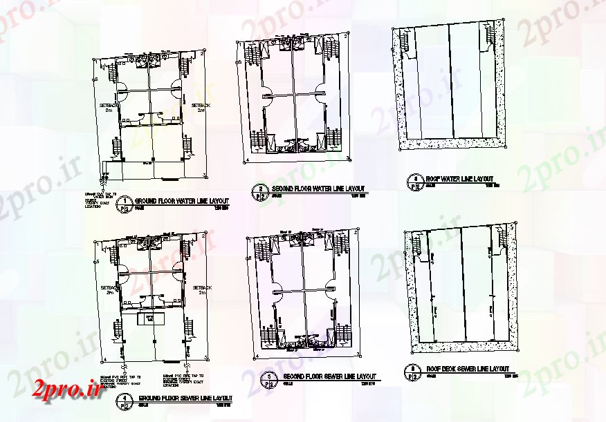 دانلود نقشه مسکونی  ، ویلایی ، آپارتمان  طرحی طبقه آپارتمان   با لوله کشی و چیدمان  (کد165059)