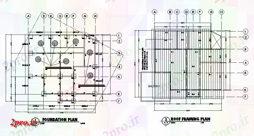دانلود نقشه جزئیات ساخت و ساز RCC بنیاد و سقف سبک طرحی کار  (کد165071)