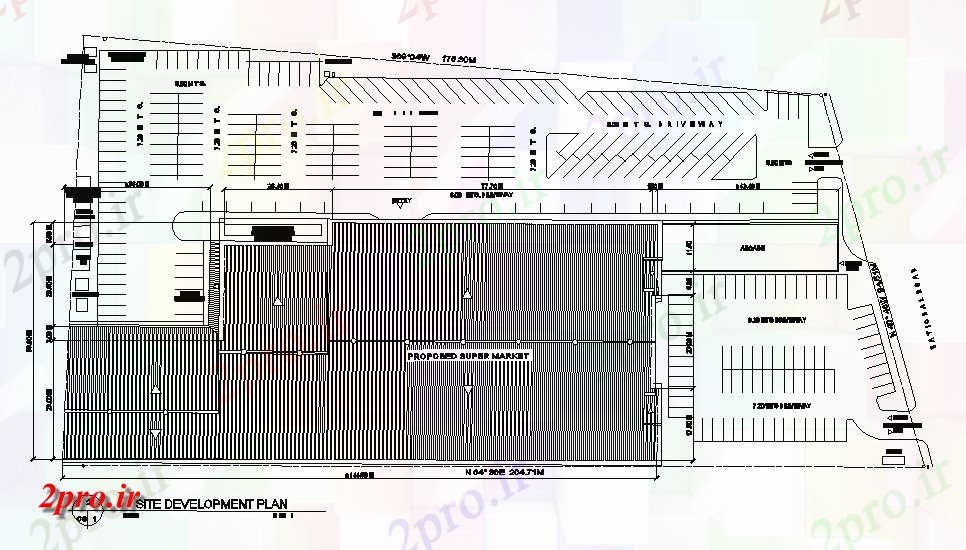 دانلود نقشه هایپر مارکت - مرکز خرید - فروشگاه سوپر توسعه بازار سایت برنامه اتوکد 101 در 204 متر (کد165077)