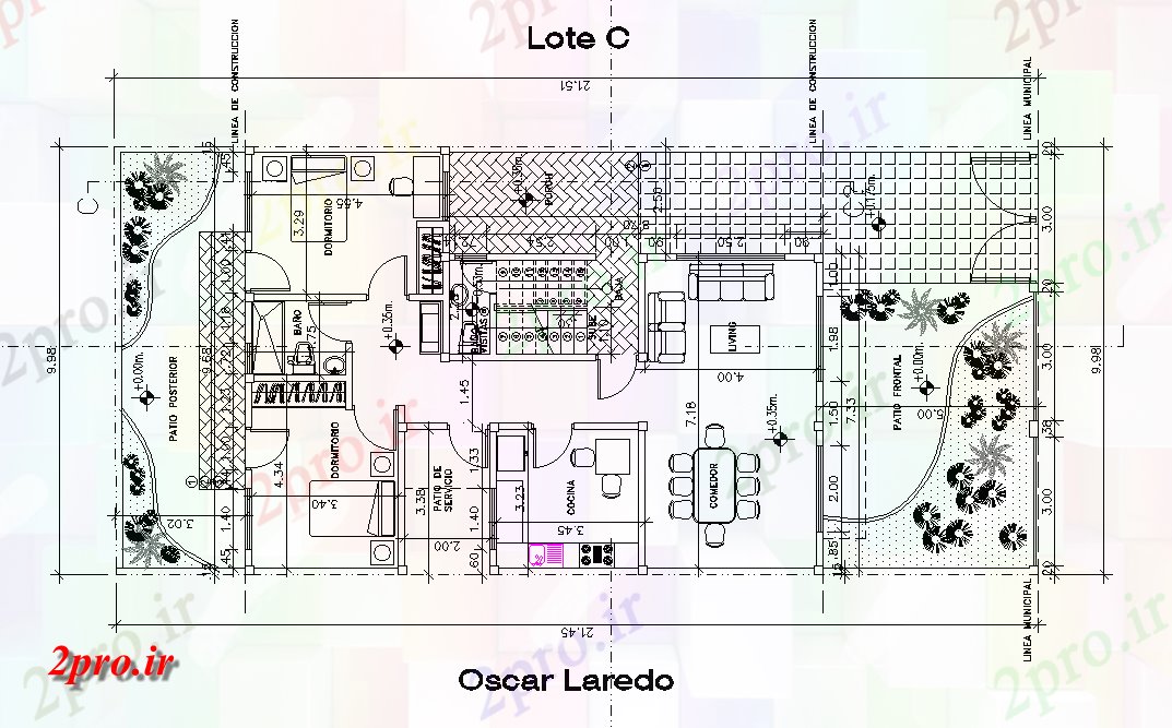 دانلود نقشه مسکونی ، ویلایی ، آپارتمان طرحی اسکار لاردو اتوکد 10 در 22 متر (کد165097)