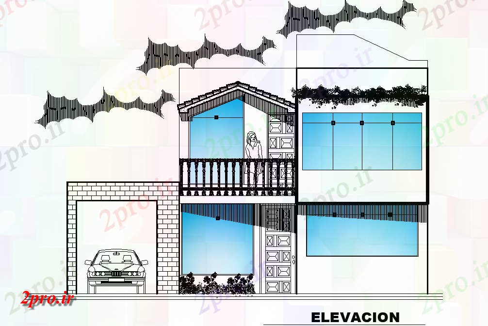 دانلود نقشه مسکونی  ، ویلایی ، آپارتمان  Elevacion از طرحی خانه دوبلکس     اتوکد           (کد165100)