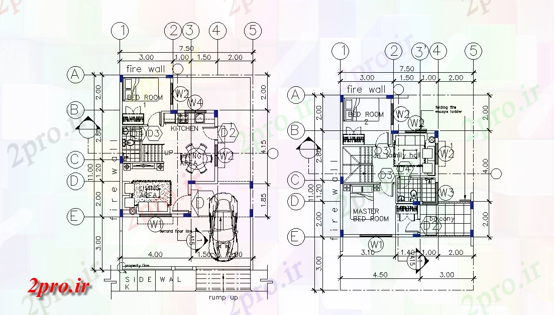 دانلود نقشه مسکونی ، ویلایی ، آپارتمان طرحی خانه 8x11m اتوکد 8 در 11 متر (کد165110)