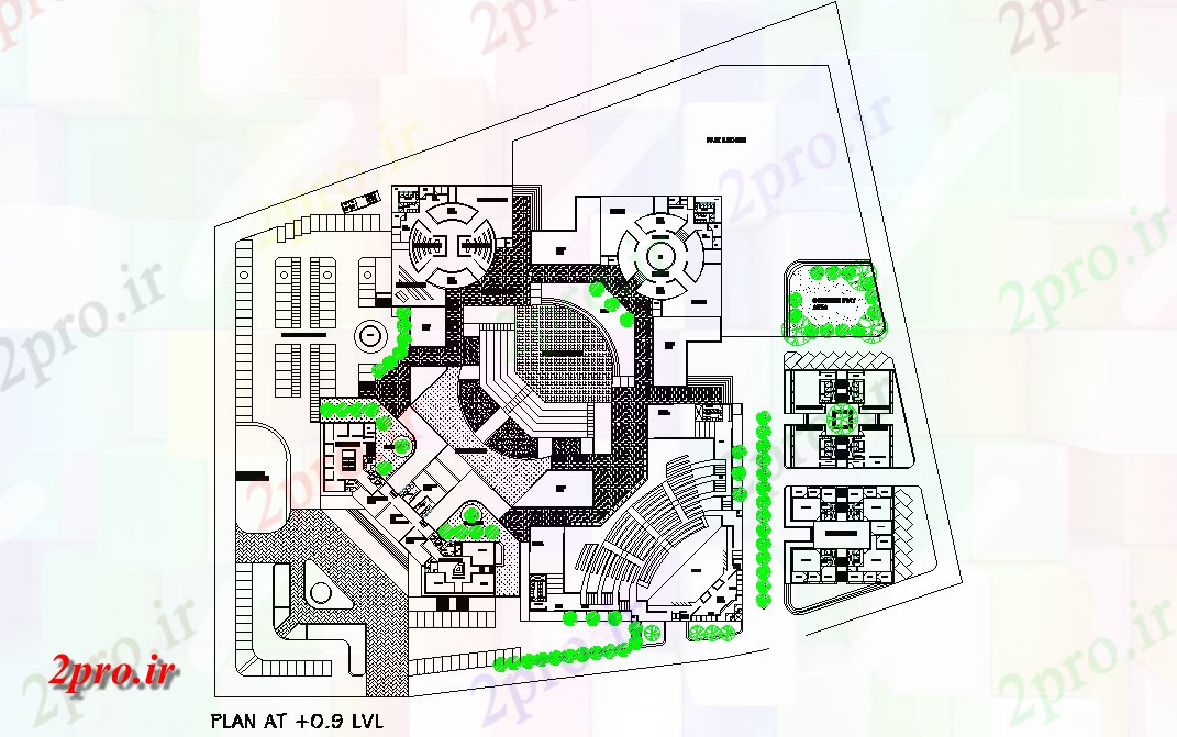 دانلود نقشه هایپر مارکت - مرکز خرید - فروشگاه چند جزئیات هدف ساختمان اتوکد دو بعدی 171 در 190 متر (کد165121)