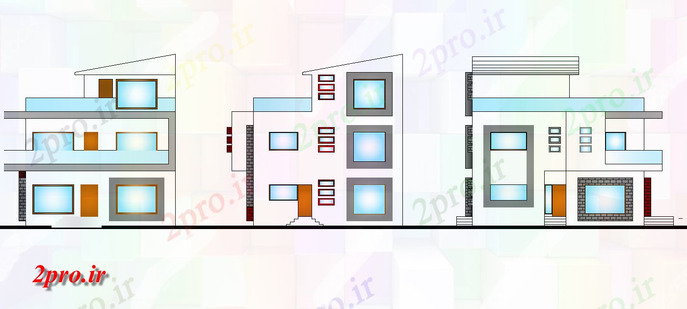 دانلود نقشه خانه های کوچک ، نگهبانی ، سازمانی - ویلایی نما خانه اتوکد 12 در 23 متر (کد165133)