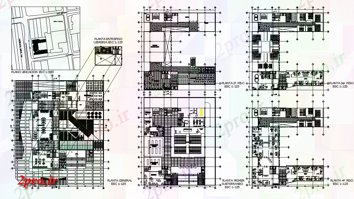 دانلود نقشه هایپر مارکت - مرکز خرید - فروشگاه طرحی تجاری 1095'x3700 اتوکد 52 در 61 متر (کد165138)