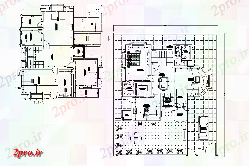 دانلود نقشه خانه های کوچک ، نگهبانی ، سازمانی - طرحی خانه ویلا 52'x62 اتوکد 15 در 18 متر (کد165158)