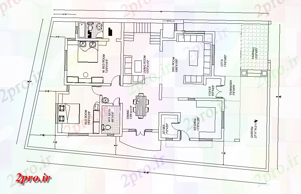 دانلود نقشه خانه های کوچک ، نگهبانی ، سازمانی - طرحی خانه ویلا 72'x45 اتوکد 14 در 20 متر (کد165159)
