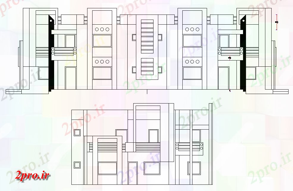 دانلود نقشه خانه های کوچک ، نگهبانی ، سازمانی - یکی از جزئیات نما خانه ویلا 13 در 15 متر (کد165162)