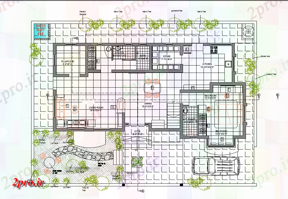 دانلود نقشه خانه های کوچک ، نگهبانی ، سازمانی - عکس طرحی خانه ویلا اتوکد 13 در 18 متر (کد165163)