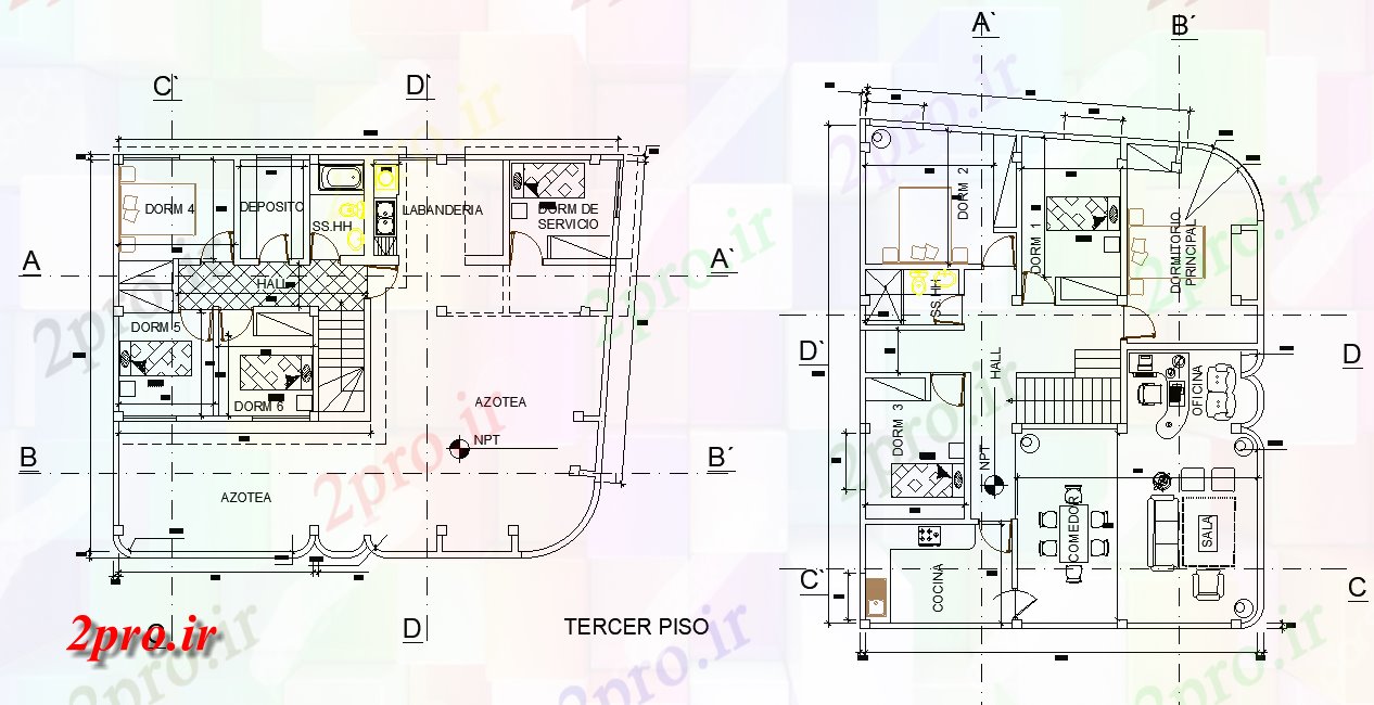 دانلود نقشه خانه های کوچک ، نگهبانی ، سازمانی - طرحی خانه 13x10m اتوکد 11 در 13 متر (کد165172)