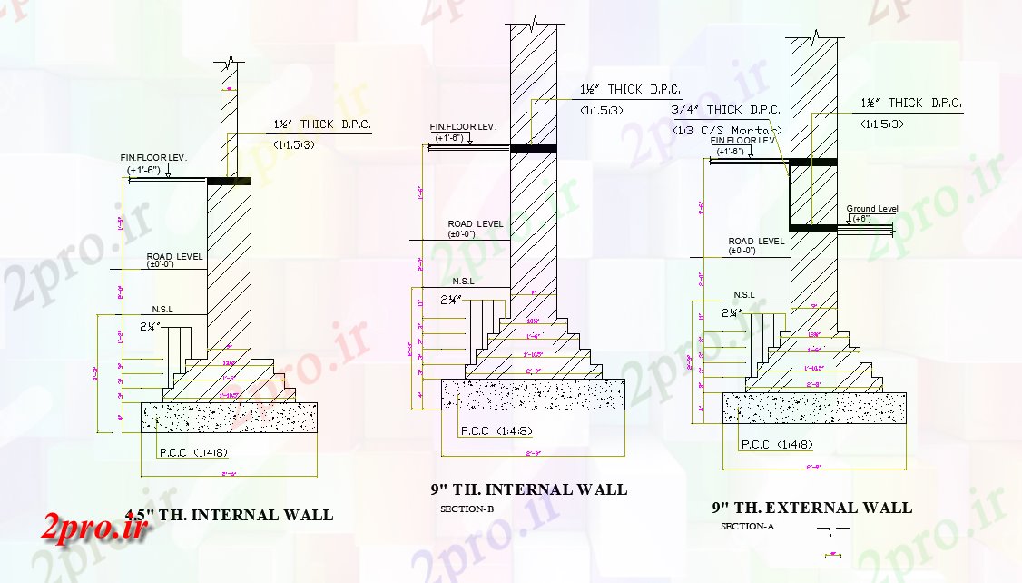 دانلود نقشه طراحی جزئیات ساختار داخلی و دیوار خارجی جزئیات آوردن     اتوکد         اتوکد (کد165183)