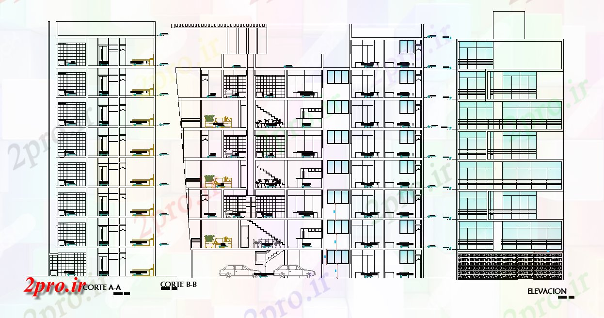 دانلود نقشه مسکونی  ، ویلایی ، آپارتمان  نما و کورت از جزئیات آپارتمان       اتوکد           (کد165199)