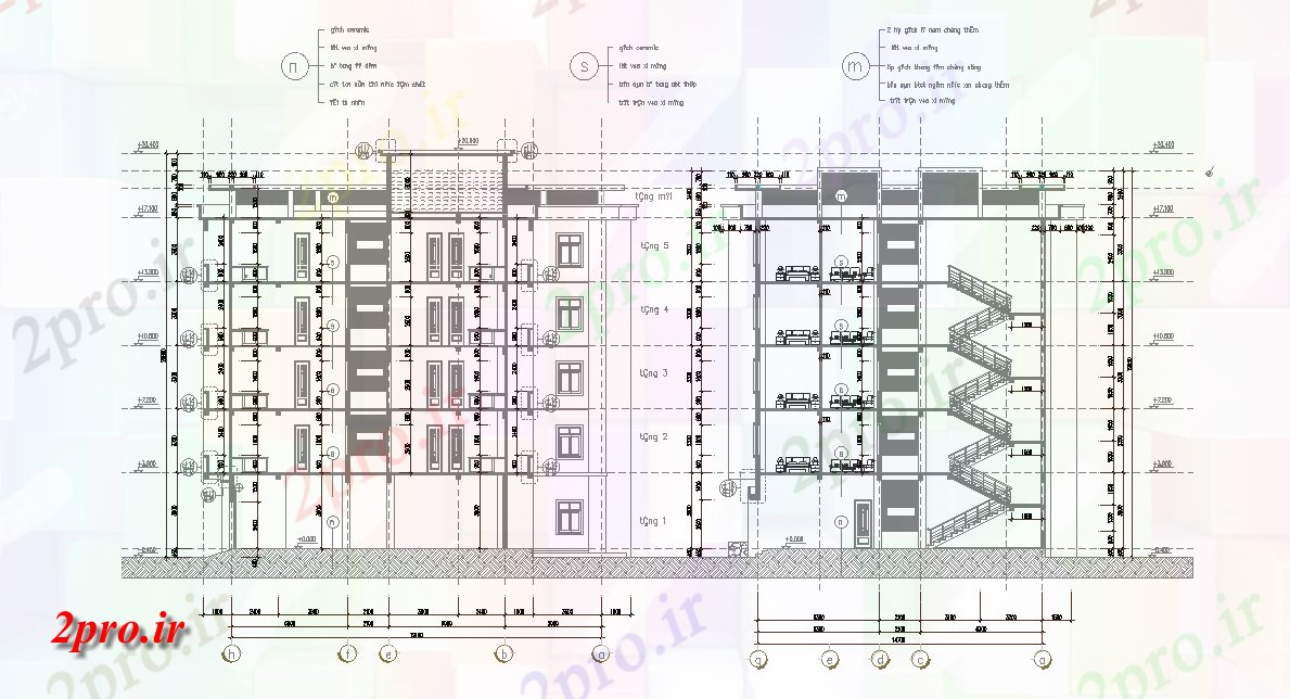 دانلود نقشه مسکونی  ، ویلایی ، آپارتمان  نما از G + 4 ساختمان آپارتمان   در قالب دو بعدی  اتوکد  طراحی   (کد165206)