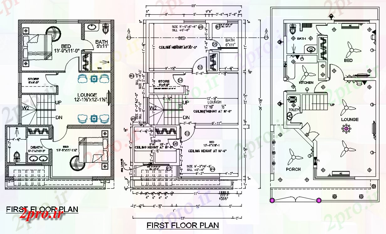 دانلود نقشه مسکونی ، ویلایی ، آپارتمان طرحی خانه 25'X40 'با سقف طرحی نشیمن 7 در 11 متر (کد165238)