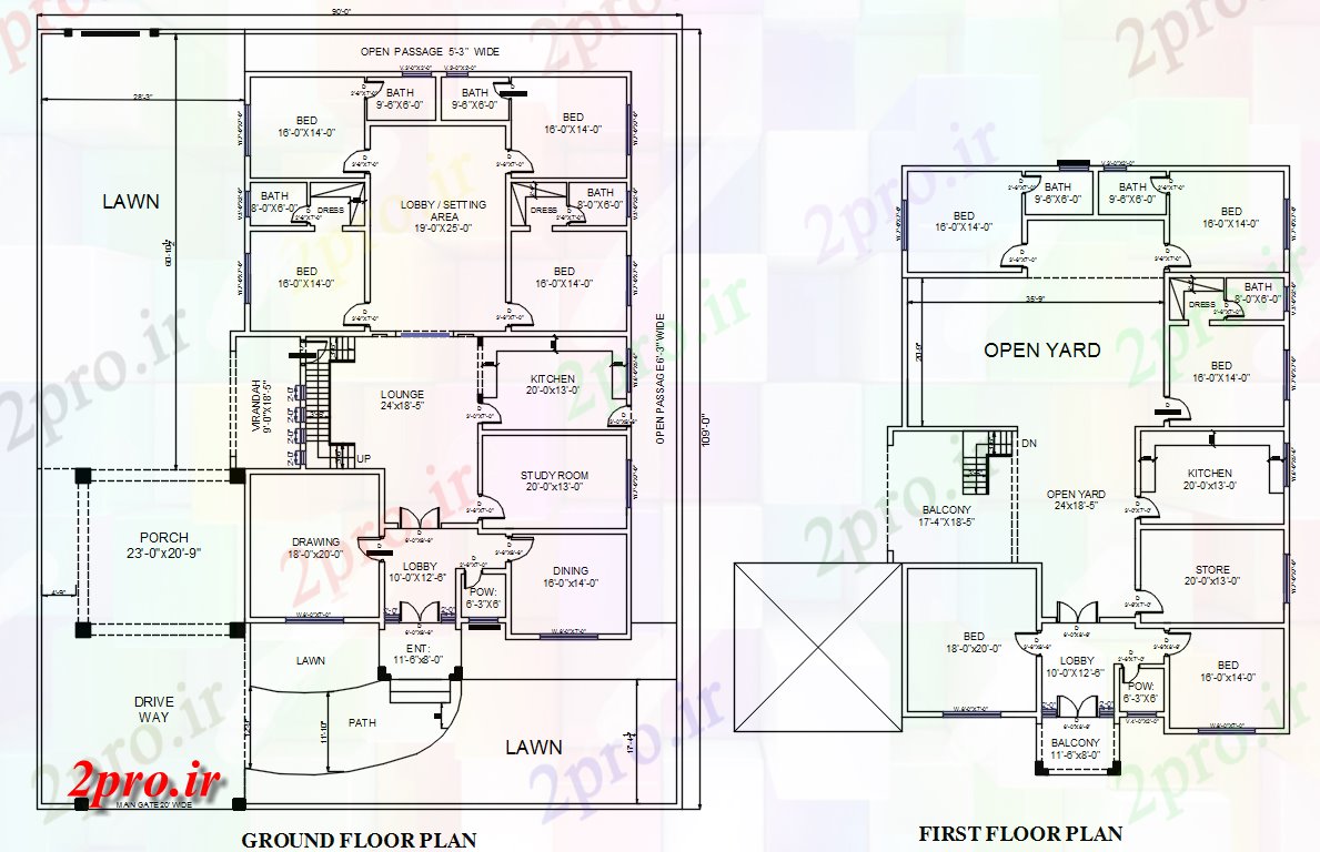 دانلود نقشه مسکونی ، ویلایی ، آپارتمان BHK و 5 BHK ویلایی طراحی 26 در 32 متر (کد165242)